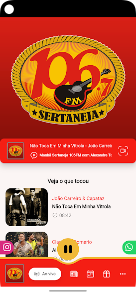 106 Sertaneja live broadcast screen 2