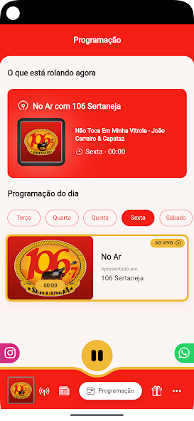 106 Sertaneja settings menu 4