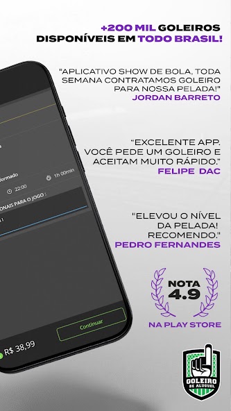 Goleiro de Aluguel App Preview 2