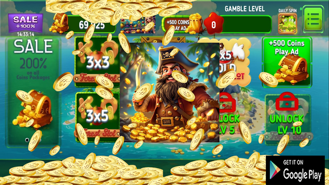 Pirate Slots: Treasure Quest screenshot 1