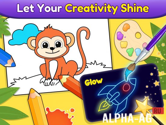 Взломанная Coloring games for kids: 2-5 y screenshot 4