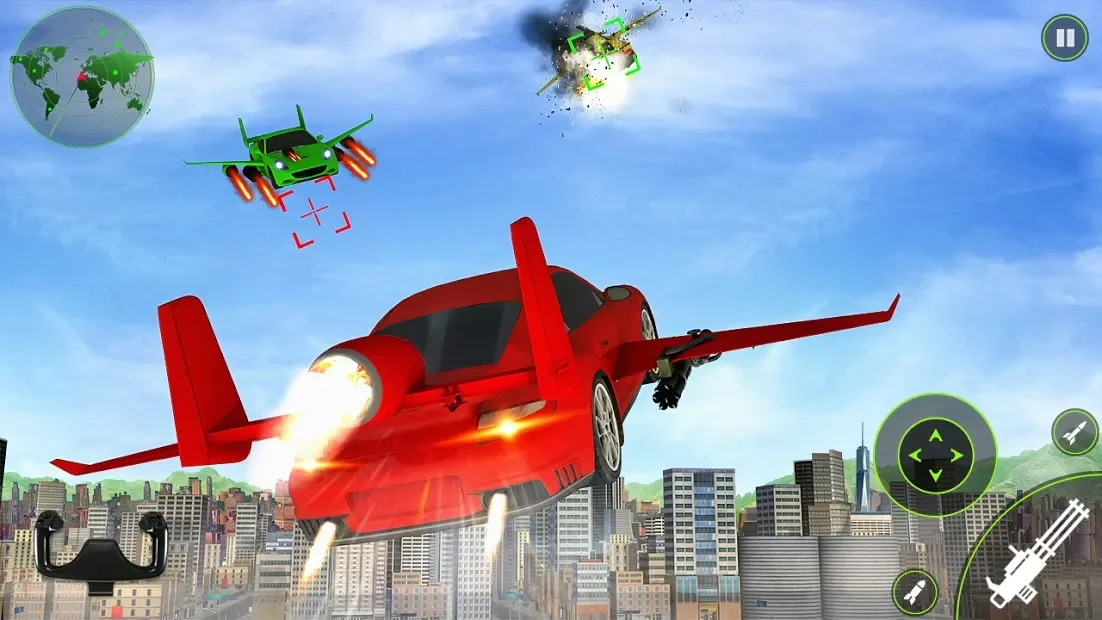 Flying Car Shooting- 3D Car Simulation Game