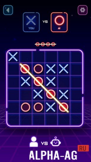 Взломанный Tic Tac Toe Glow: 2 Player XO screenshot 3