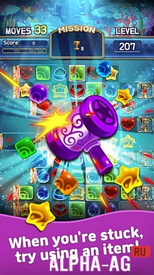 Взломанная Jewel Abyss: Match 3 puzzle screenshot 4