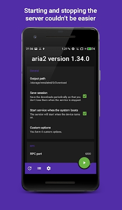 Aria2Android  (open source) screenshot 2