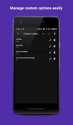 Aria2Android  (open source) screenshot 3