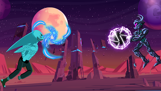 Combat action screenshot from Stickman Dragon Shadow Legend