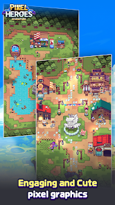 Pixel Heroes Adventure: MMO gameplay visuals.