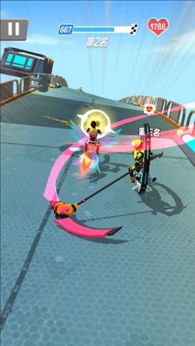 Ride the bike in Moto Rush 3D