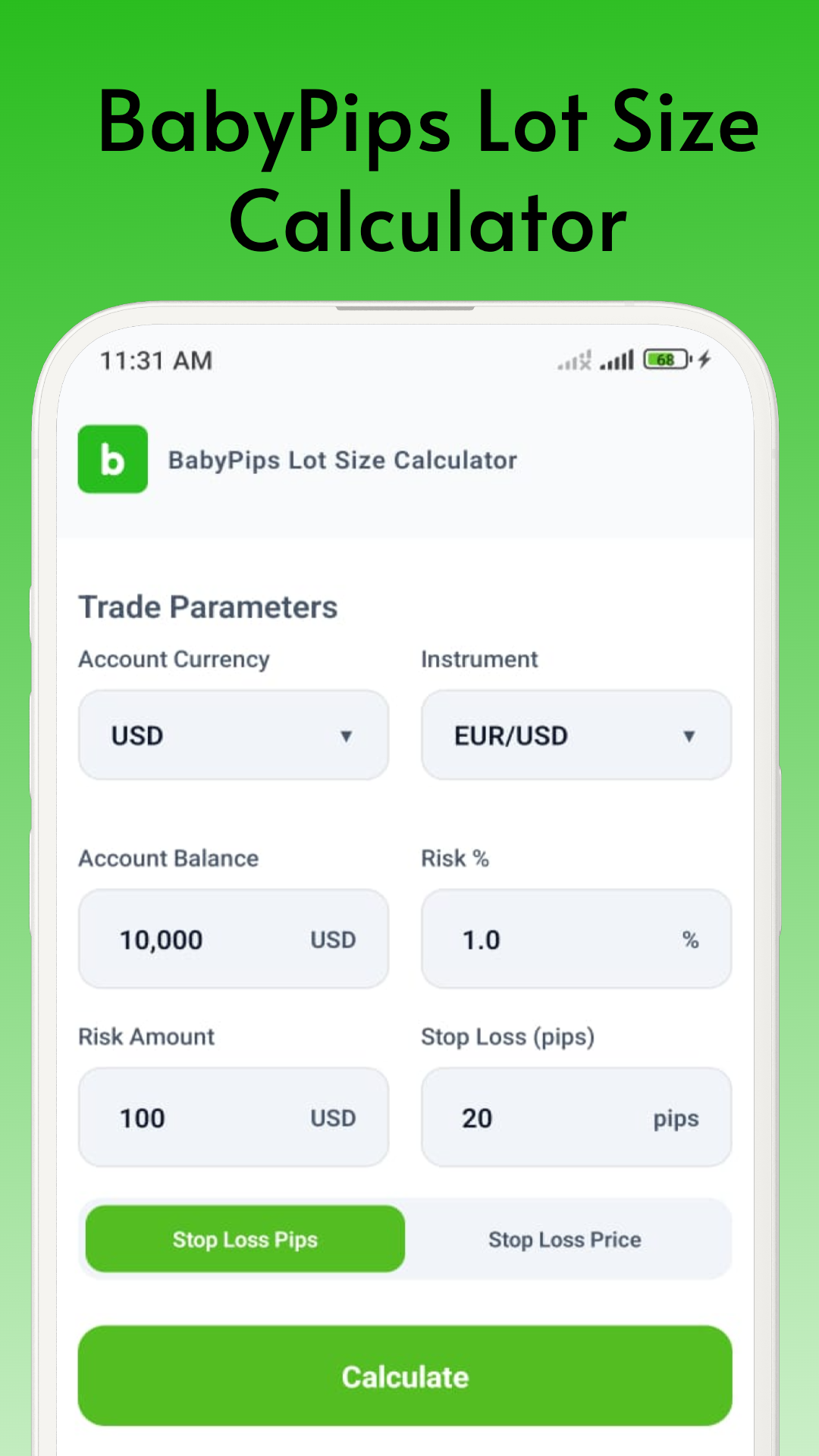 Babypips Lot Size Calculator screenshot 5