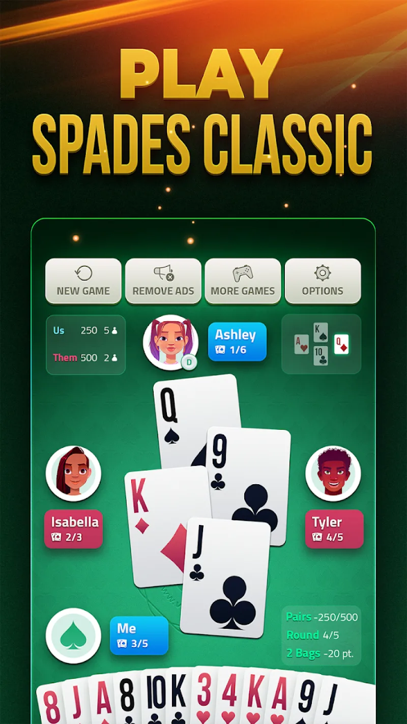 Spades Offline Card Game screenshot 2
