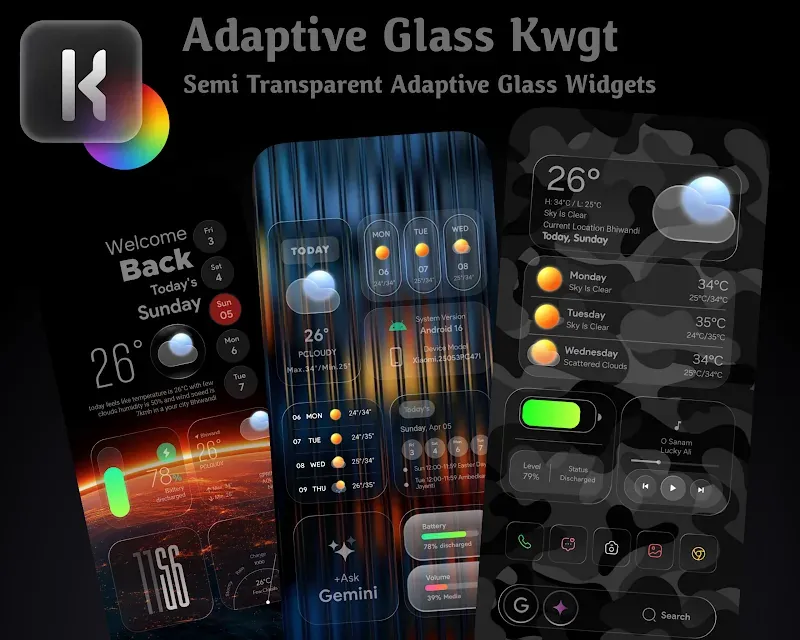 Adaptive Glass KWGT screenshot 5