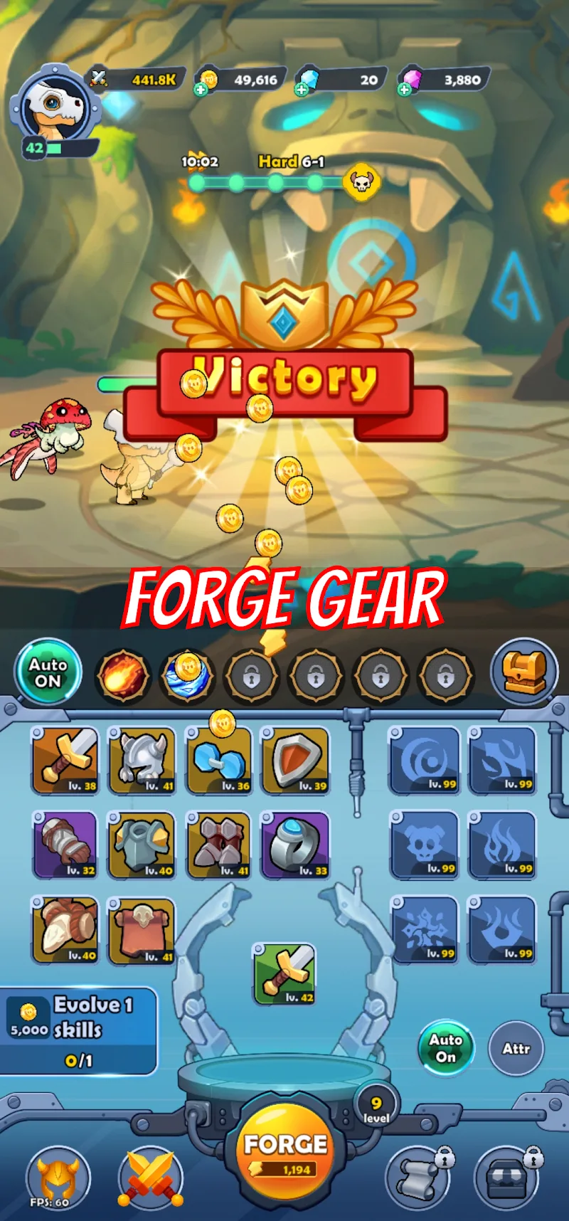 Primal Legacy screenshot highlighting the game's user interface and monster roster.