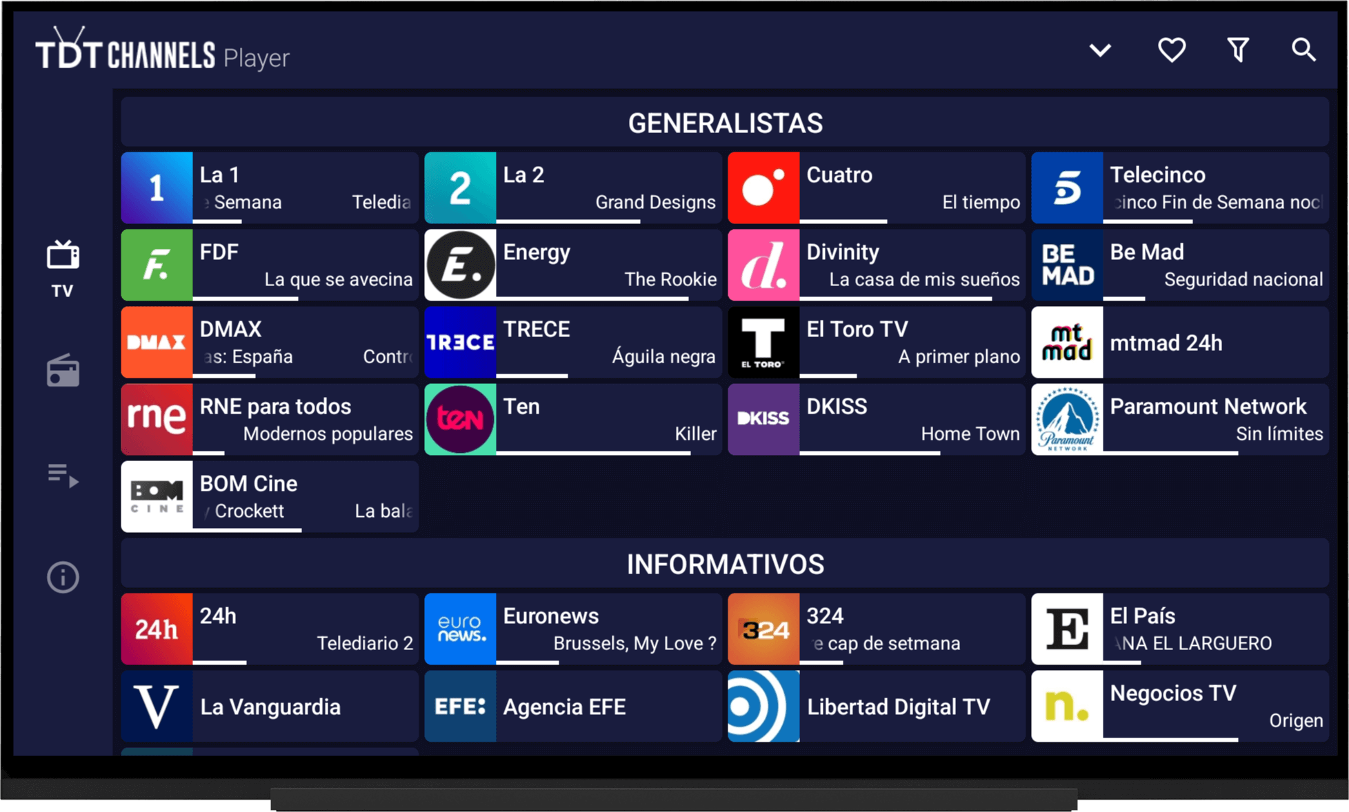 TDTChannels | Live TV application preview 1
