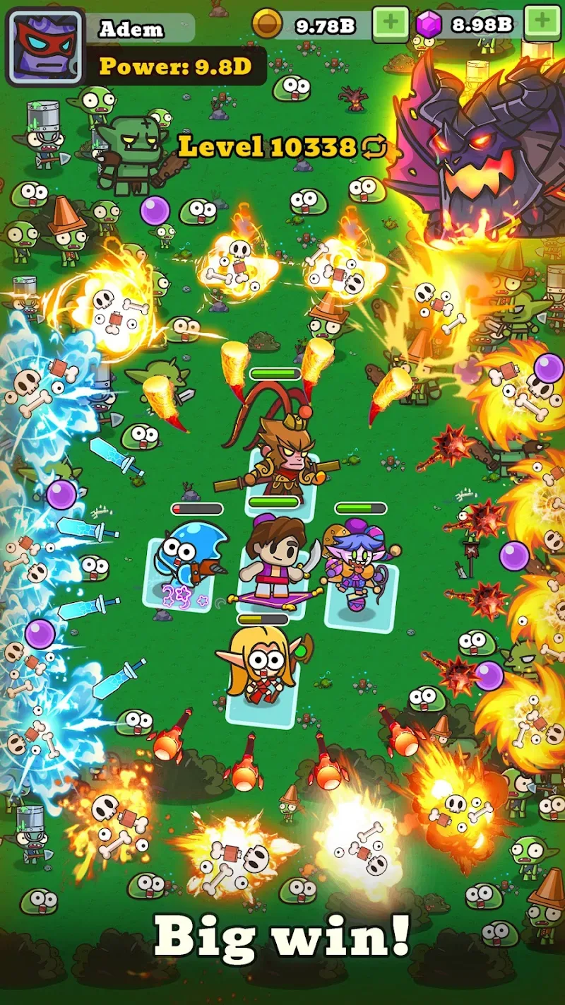 Screenshot 2: Showcases a diverse collection of slime heroes.