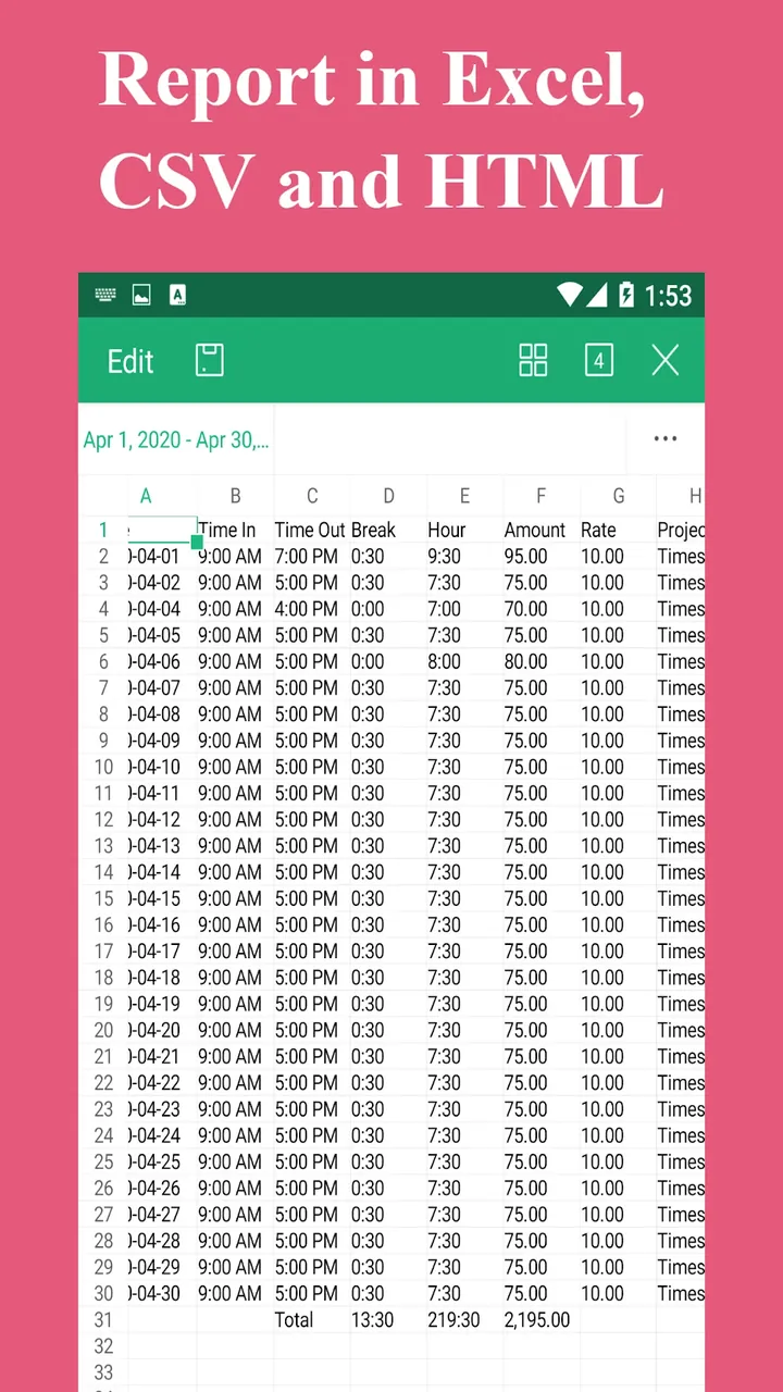 Timesheet screenshot 5