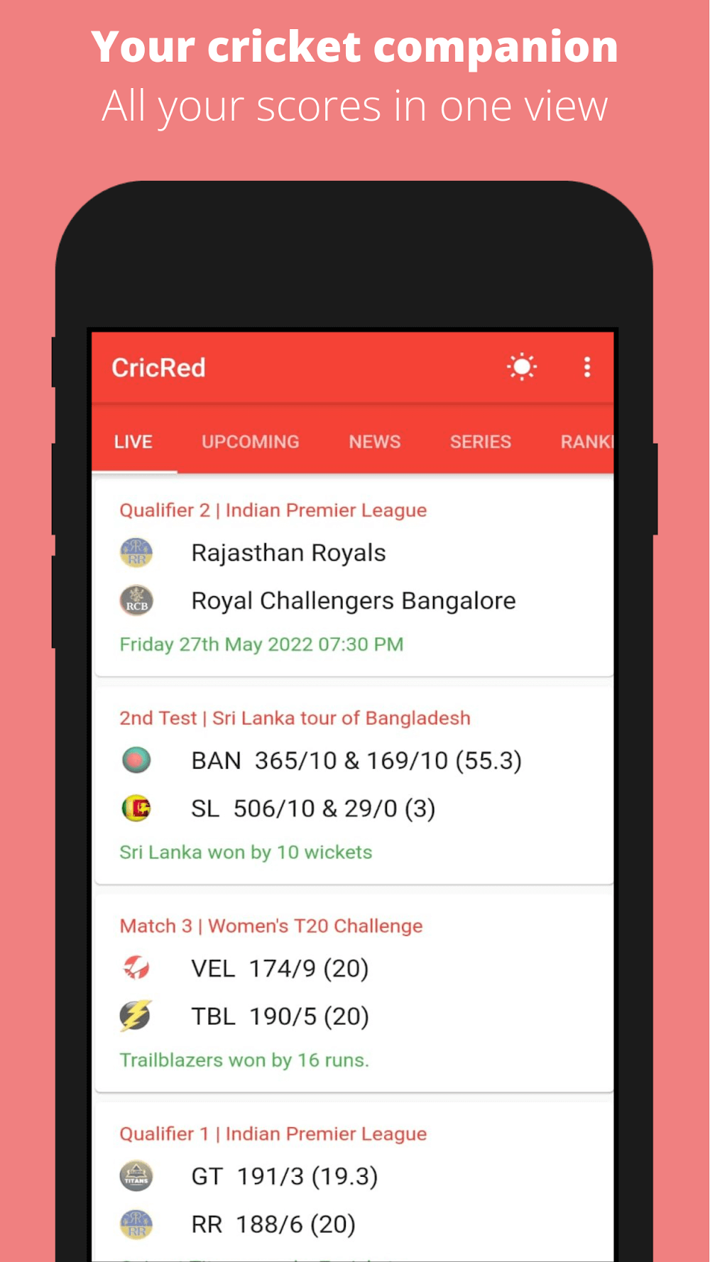 CricRed screenshot 2