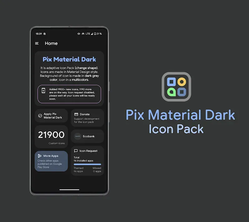 Pix Material Dark Icon Pack screenshot 3