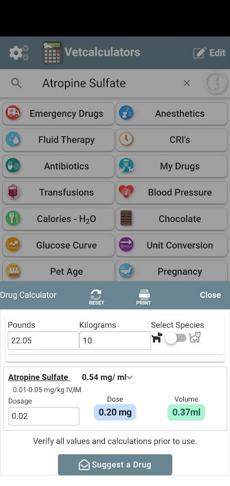 Vetcalculator screenshot 3