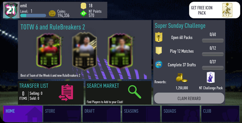 NT 21 Draft Simulator + Pack Opener screenshot 3