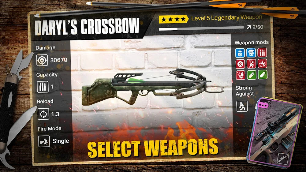 Alt text: The Walking Dead: Our World character upgrade screenshot.