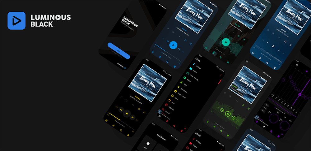 Luminous Black - Poweramp Skin screenshot 1
