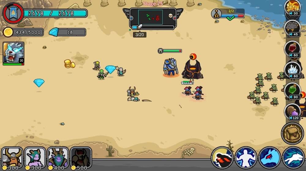 A scene from Defender Battle highlighting unit deployment.