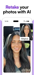 Highlights Retake AI's advanced photo editing features in action.