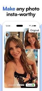 Demonstrates Retake AI's portrait enhancement capabilities.