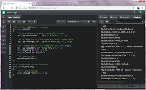DroidScript – JavaScript IDE screenshot 1