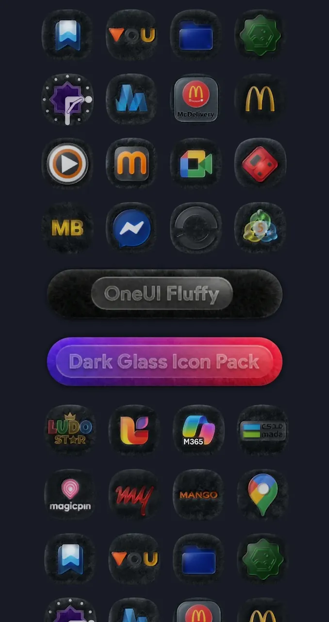 OneUI Fluffy Dark Glass Icons screenshot 4