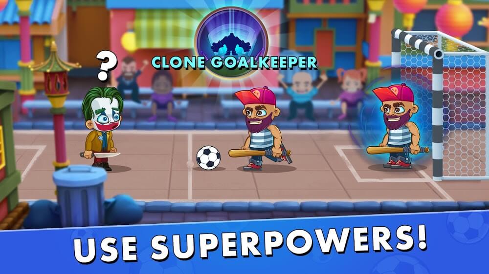 A screenshot showcasing gameplay in Street Football (Head Strike).