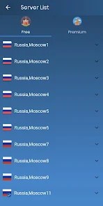 Screenshot 5: VPN Russia - Unblock VPN Proxy - Demonstrates the app's connection status and server selection options.
