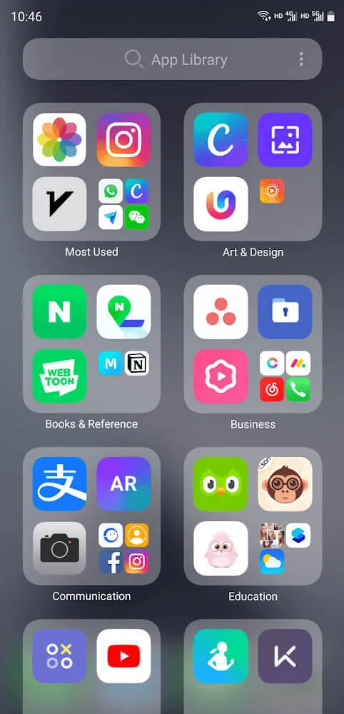 AiOS Launcher control center interface