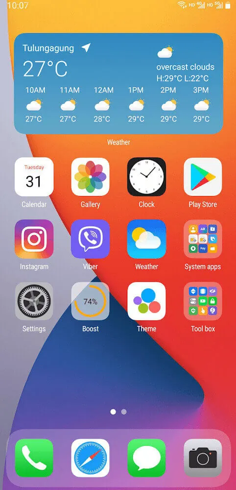 AiOS Launcher icon pack customization menu