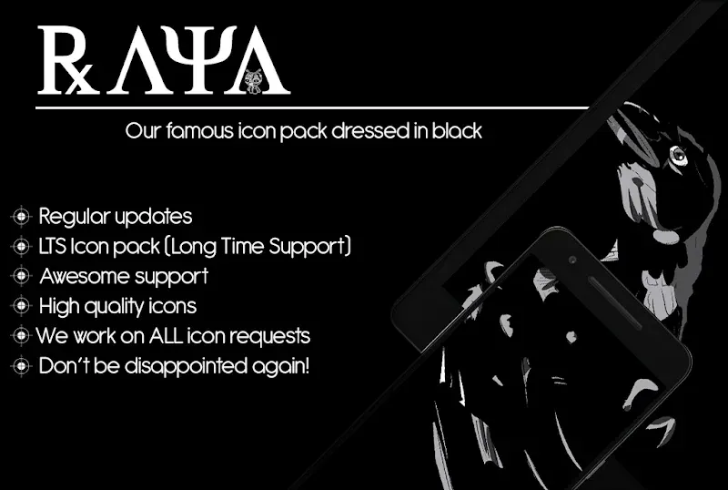 Raya Black Icon Pack screenshot 2