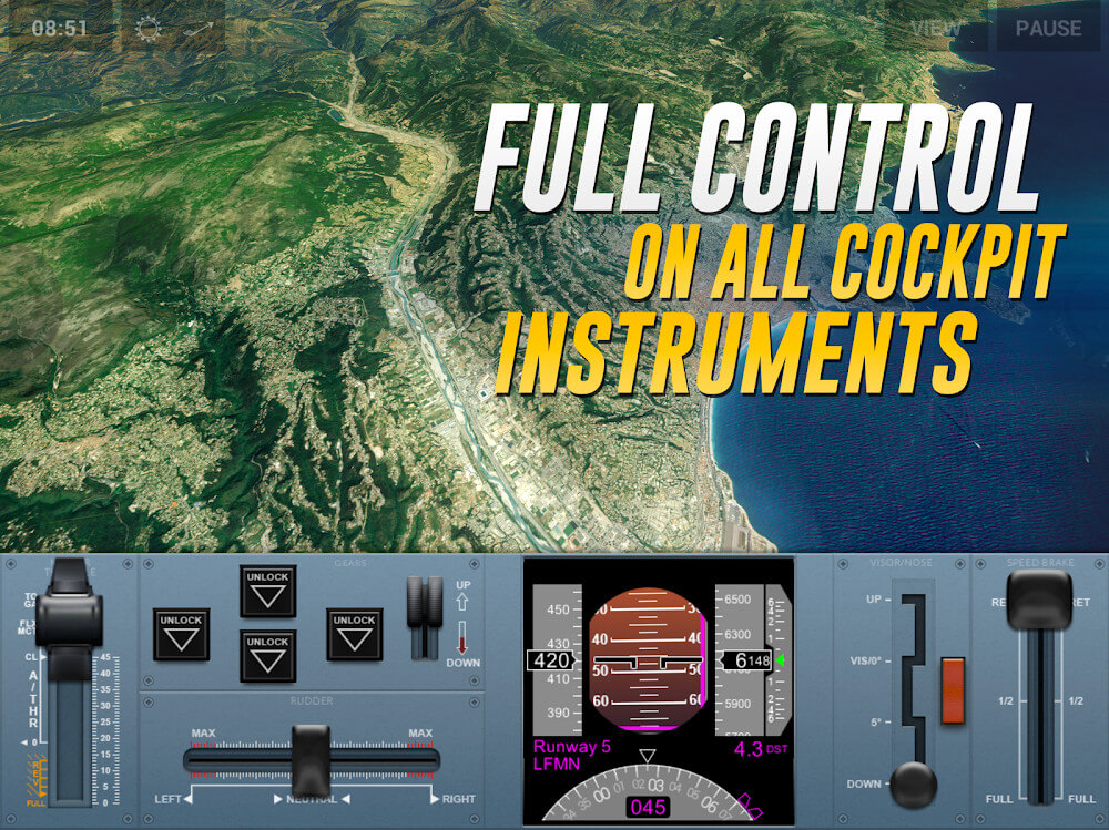Screenshot: Detailed cockpit view showcasing the aircraft instruments.
