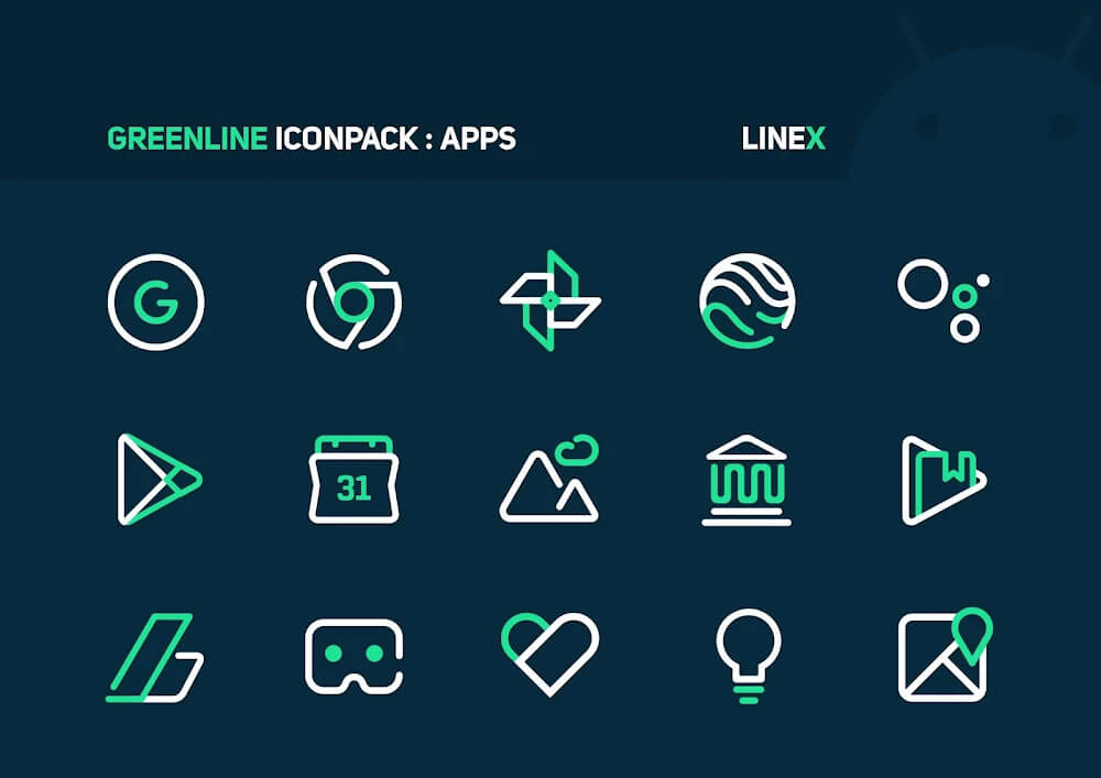 GreenLine Icon Pack: LineX screenshot 2