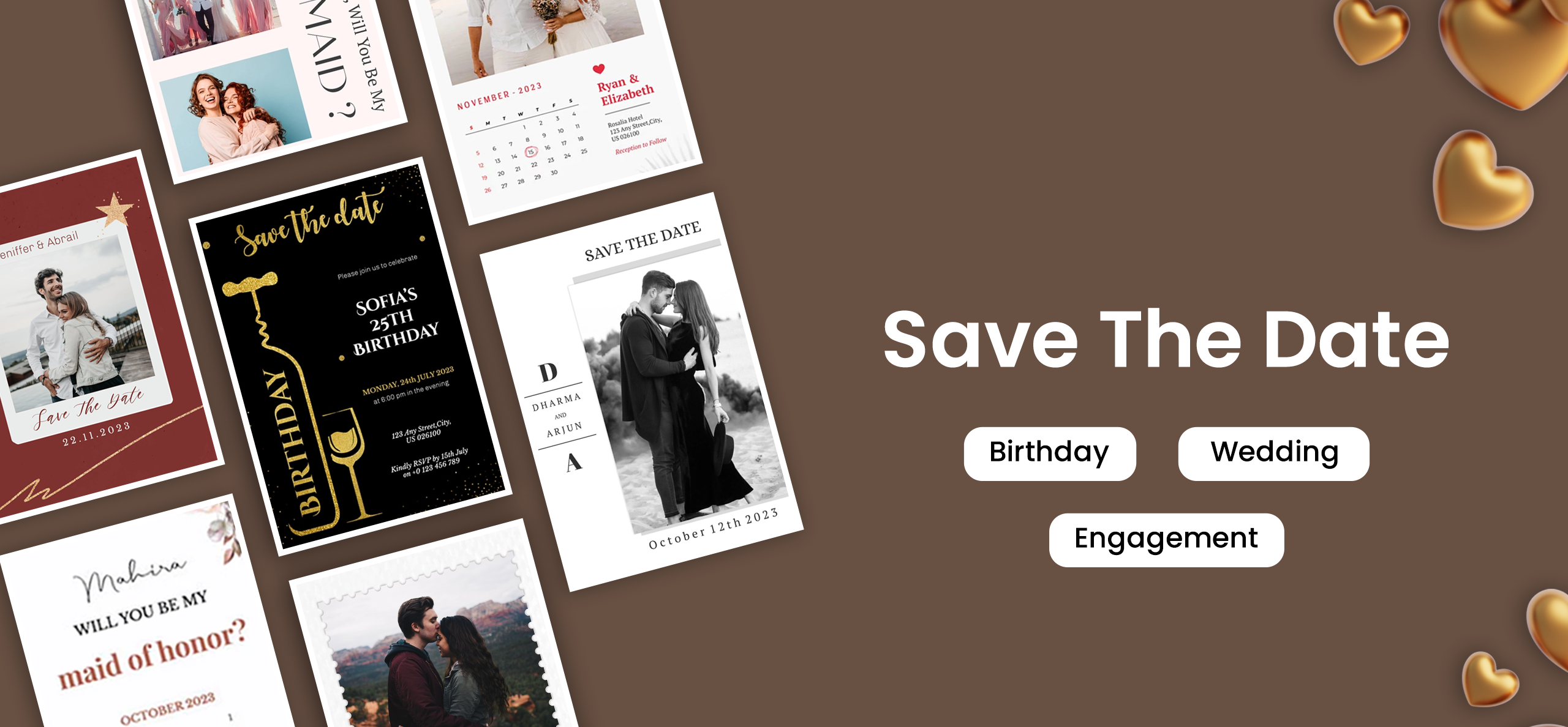 Screenshot showcasing a beautifully designed wedding card created with the app.