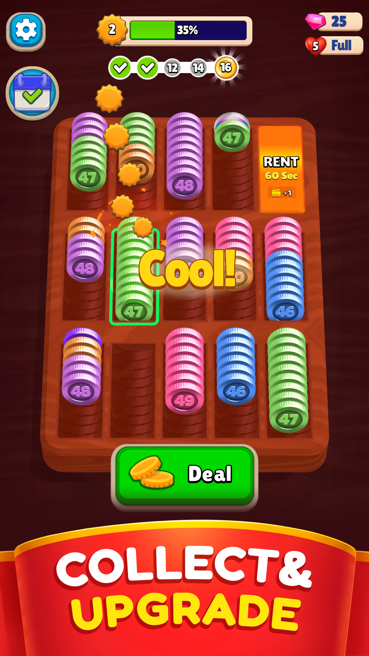 Pocket Sort: Coin Merge Puzzle screenshot 2