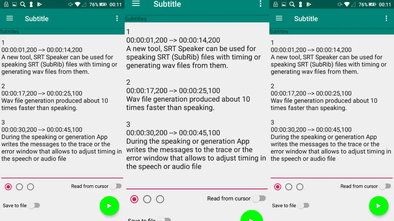 SRT Speaker subtitles to audio screenshot 1