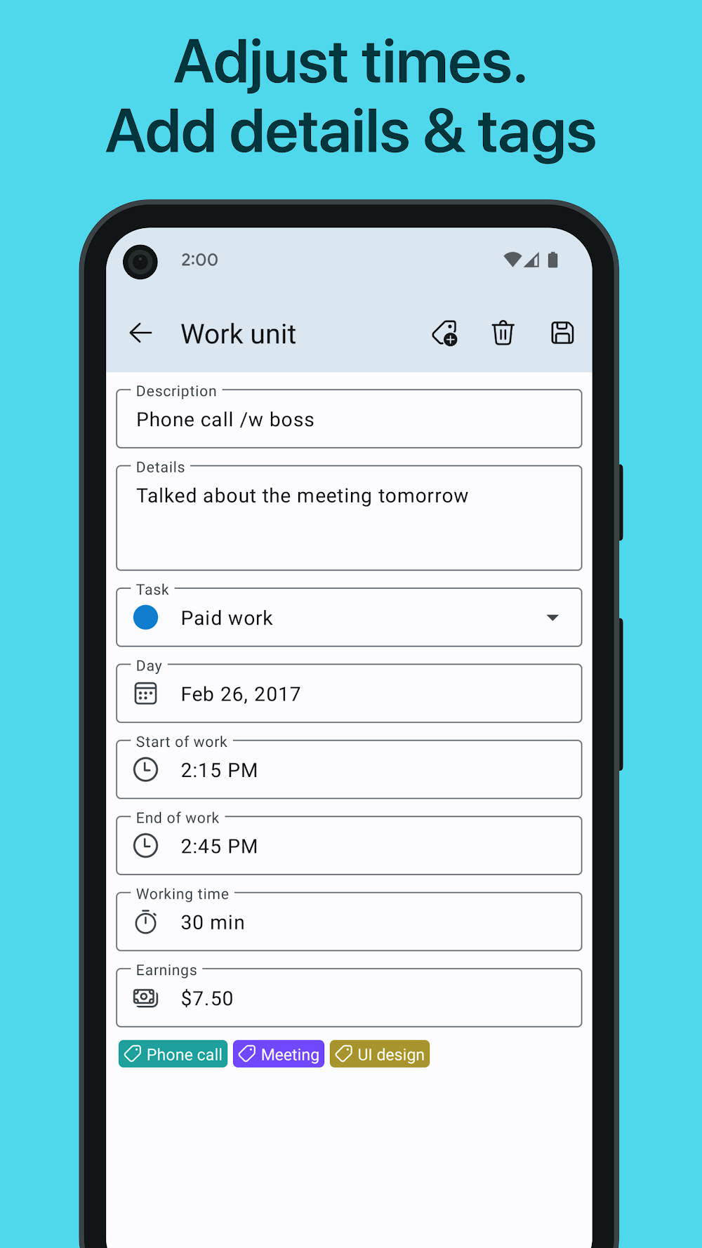 WorkingHours app preview 6