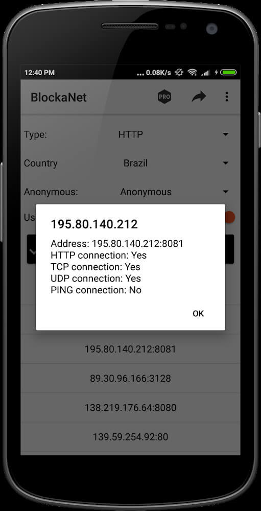 BlockaNet: Proxy List screenshot 5