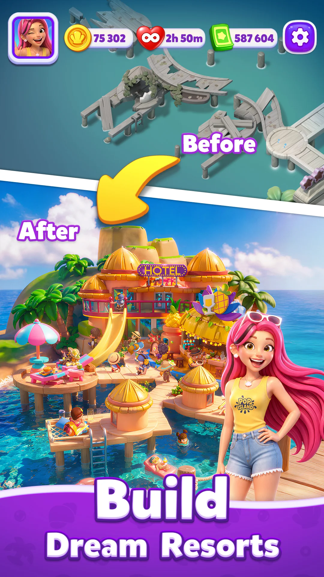 Pop Island: Match & Build screenshot 2