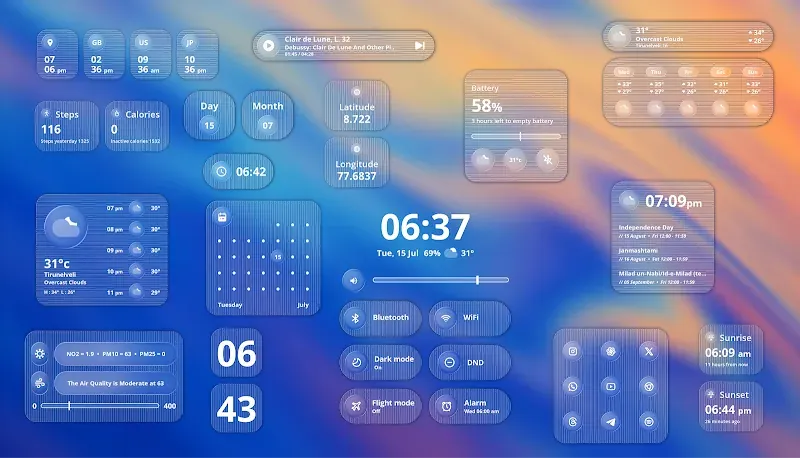 Liquid Glass KWGT Widgets screenshot 2