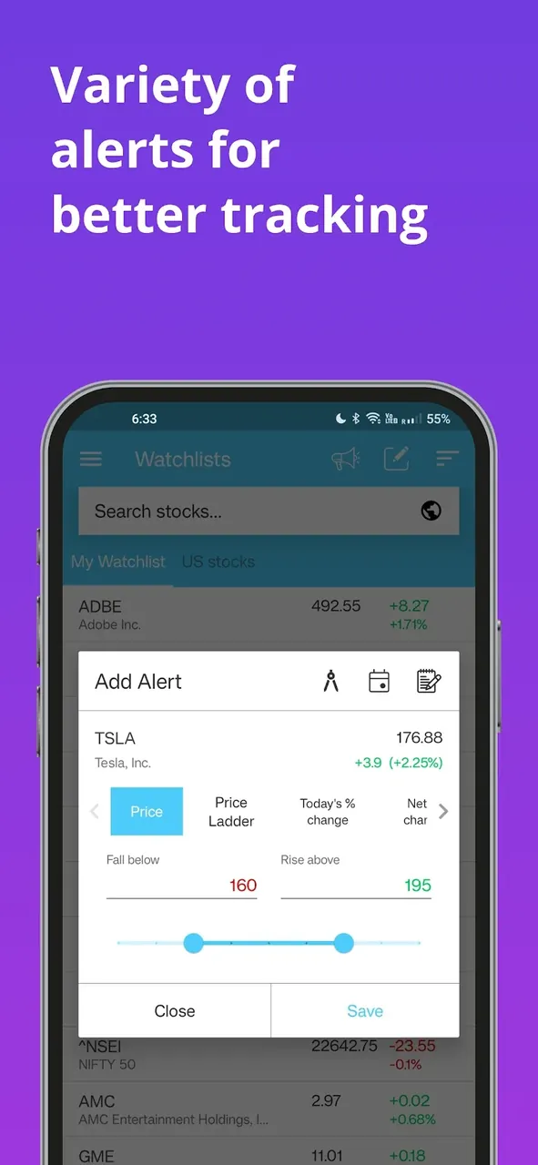Stock Alerts BG (Alarm/Tracker) screenshot 4