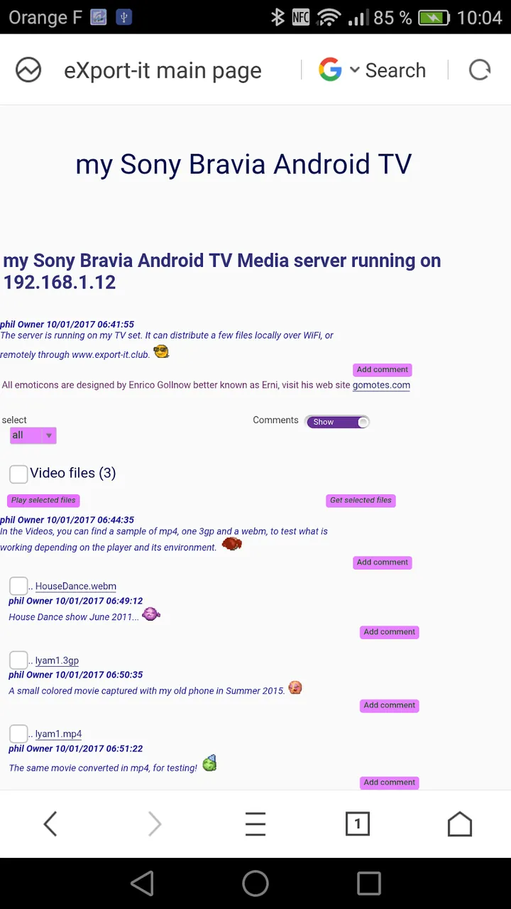 eXport screenshot 2