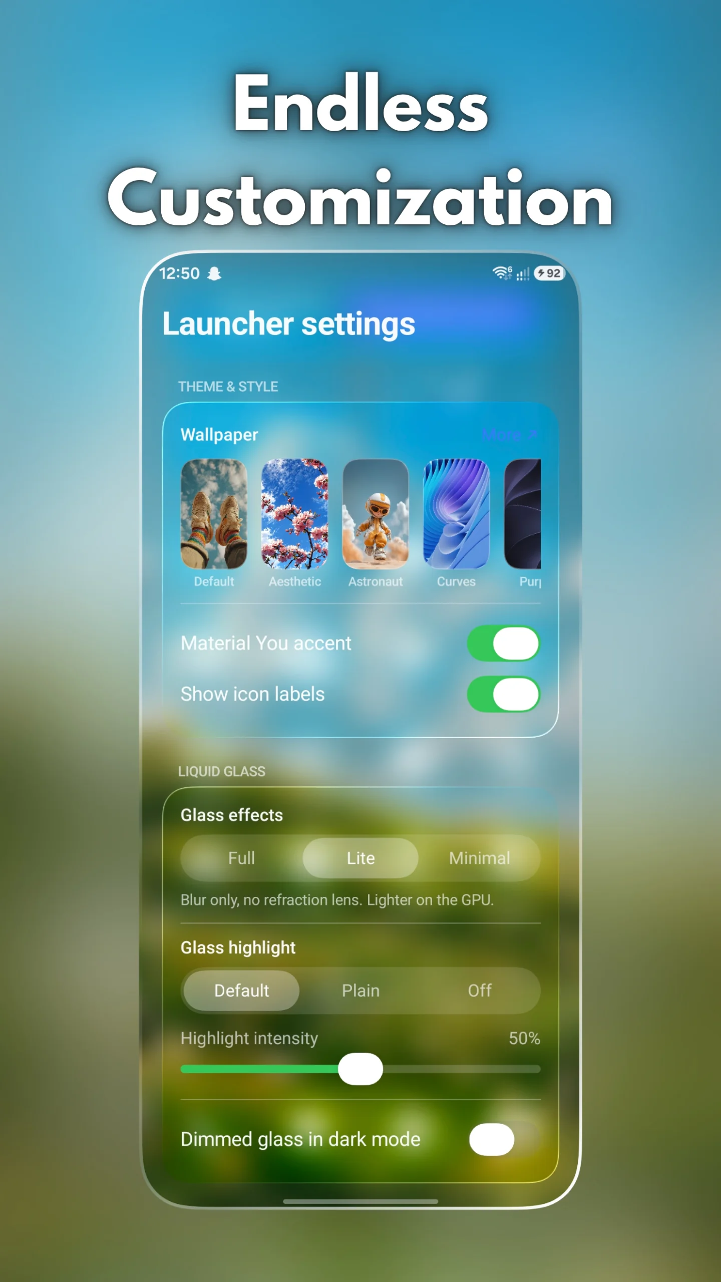 Liquid Launcher: Glass UI screenshot 4