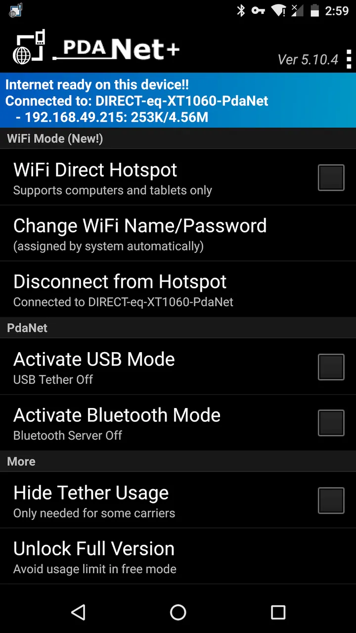 PdaNet+ screenshot 3