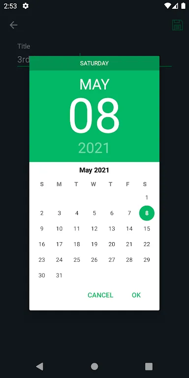 One Swipe Notes search and navigation view